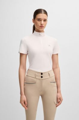 Equestrian show shirt in ribbed stretch fabric, light pink