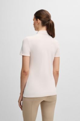 Equestrian show shirt in ribbed stretch fabric, light pink