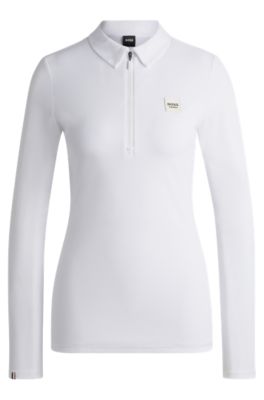 Reitsport-Trainingshemd aus Stretch-Piqu&eacute;, Wei&szlig;