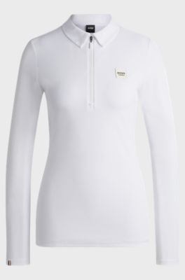 Chemise d&rsquo;entra&icirc;nement d&rsquo;&eacute;quitation en piqu&eacute; stretch, Blanc