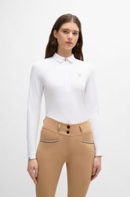 Equestrian training shirt in stretch piqu&eacute;, White