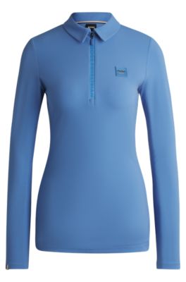 Equestrian training shirt in stretch piqu&eacute;, Blue