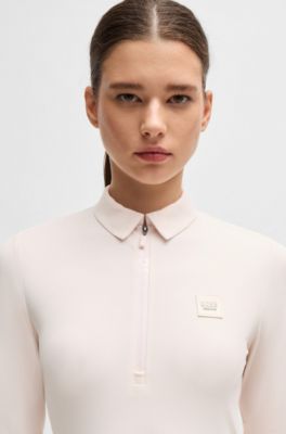 Equestrian training shirt in stretch piqu&eacute;, light pink
