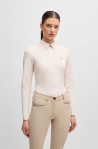 Equestrian training shirt in stretch piqué, light pink