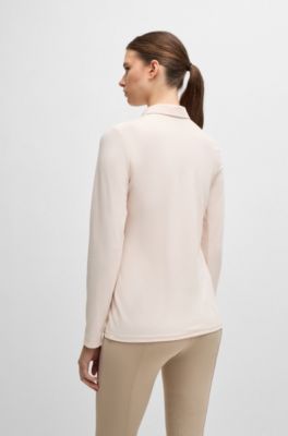 Equestrian training shirt in stretch piqu&eacute;, light pink