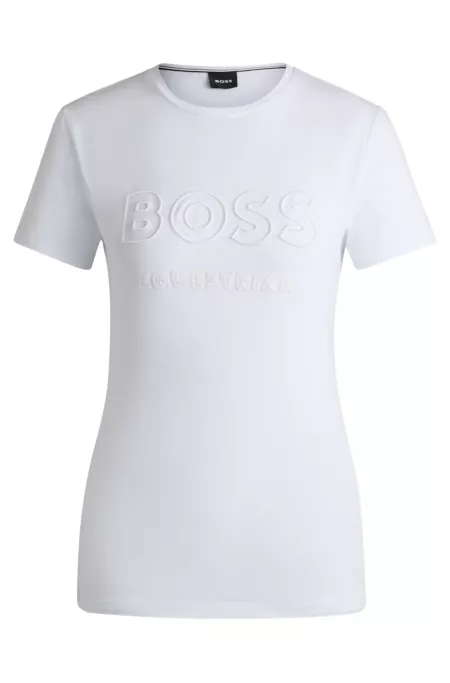 Equestrian stretch-cotton T-shirt with embroidered logo