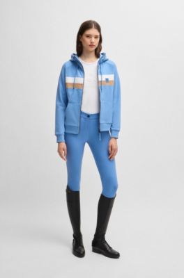 Camiseta de equitaci&oacute;n en algod&oacute;n el&aacute;stico con logo bordado, Blanco