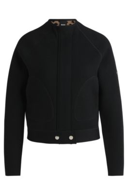 Equestrian cardigan with concealed closure, Black