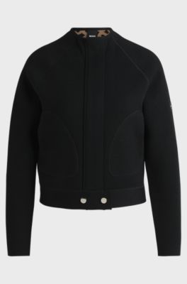 Equestrian cardigan with concealed closure, Black