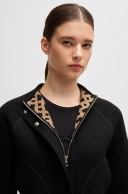 Equestrian cardigan with concealed closure, Black