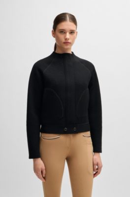 Reitsport-Cardigan mit verdecktem Verschluss, Schwarz