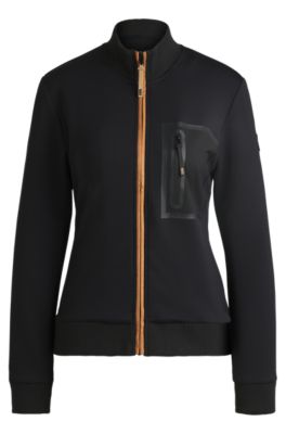 Equestrian cardigan with zipped chest pocket, Black