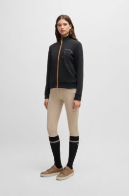 Equestrian cardigan with zipped chest pocket, Black