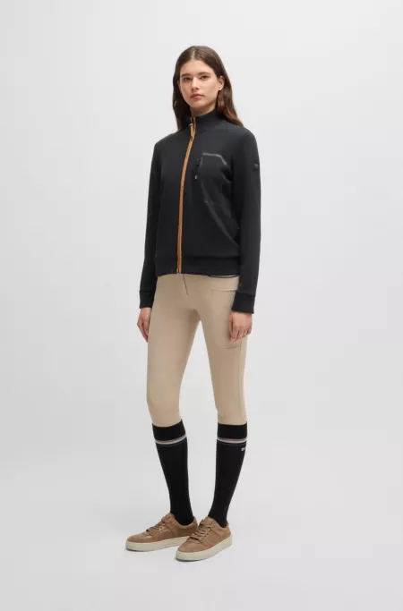 Equestrian cardigan with zipped chest pocket