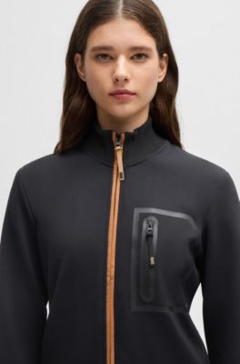 Equestrian cardigan with zipped chest pocket, Black