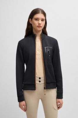 Equestrian cardigan with zipped chest pocket, Black