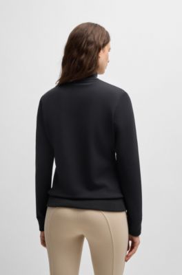 Equestrian cardigan with zipped chest pocket, Black