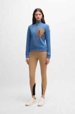 Equestrian cardigan with zipped chest pocket, Blue