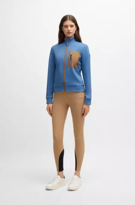 Equestrian cardigan with zipped chest pocket