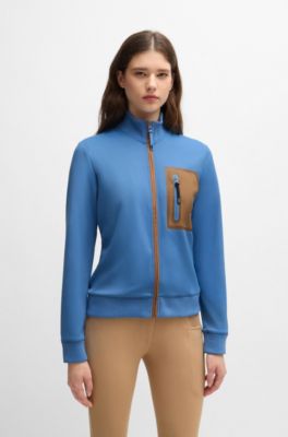 Equestrian cardigan with zipped chest pocket, Blue