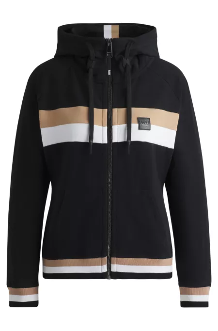 Equestrian zip hoodie in Italian stretch cotton