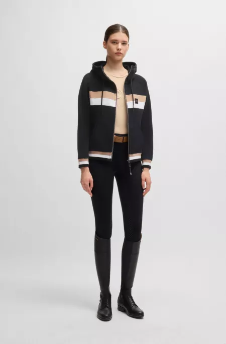 Equestrian zip hoodie in Italian stretch cotton