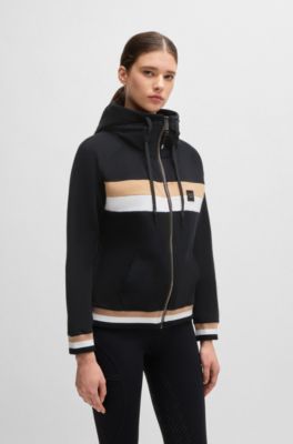 Equestrian zip hoodie in Italian stretch cotton, Black