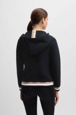 Equestrian zip hoodie in Italian stretch cotton, Black