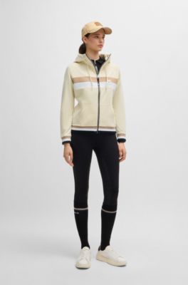 Equestrian zip hoodie in Italian stretch cotton, Natural