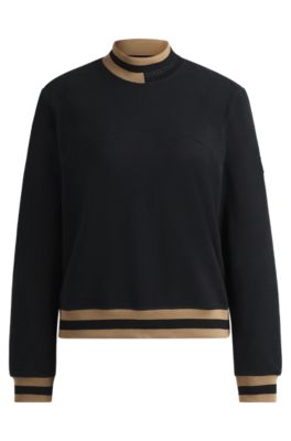 Equestrian sweater in Italian stretch cotton, Black
