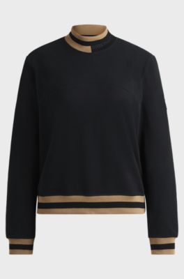Equestrian sweater in Italian stretch cotton, Black