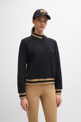 Equestrian sweater in Italian stretch cotton, Black