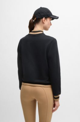 Equestrian sweater in Italian stretch cotton, Black