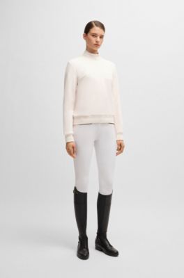 Equestrian sweater in Italian stretch cotton, light pink