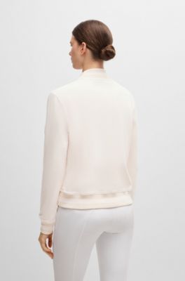 Equestrian sweater in Italian stretch cotton, light pink