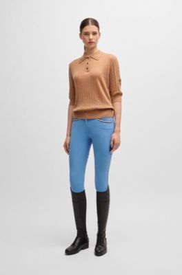 Equestrian full-grip breeches with four-way stretch, Blue