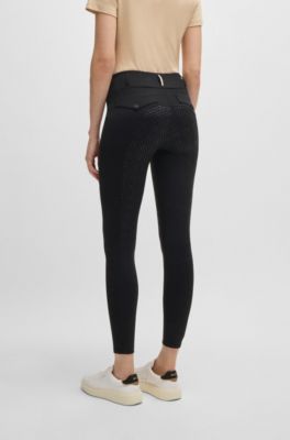 Equestrian full-grip breeches with four-way stretch, Black