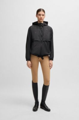 Equestrian waterproof rain jacket with Double B monogram motif, Black