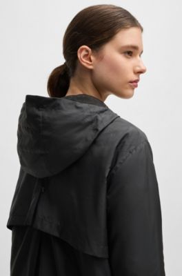 Equestrian waterproof rain jacket with Double B monogram motif, Black