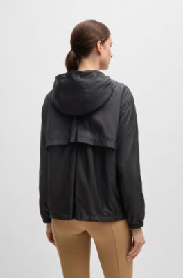 Equestrian waterproof rain jacket with Double B monogram motif, Black