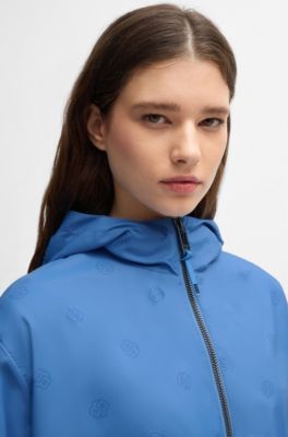 Equestrian waterproof rain jacket with Double B monogram motif, Blue