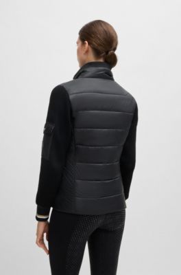 Equestrian mixed-material jacket with sleeve pocket, Black