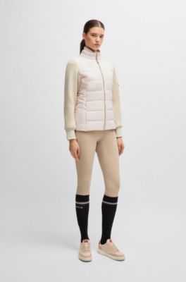 Equestrian mixed-material jacket with sleeve pocket, light pink