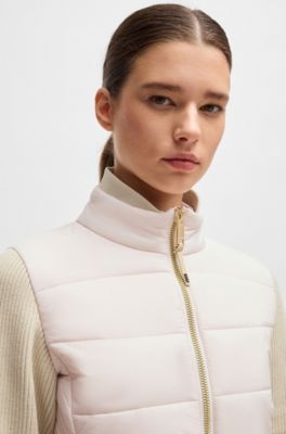 Equestrian mixed-material jacket with sleeve pocket, light pink