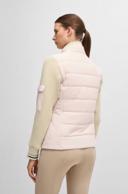 Equestrian mixed-material jacket with sleeve pocket, light pink