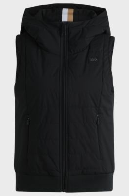 Equestrian puffer gilet with logo embroidery, Black