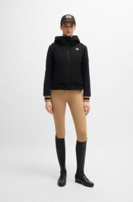 Equestrian puffer gilet with logo embroidery, Black