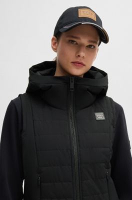 Equestrian puffer gilet with logo embroidery, Black