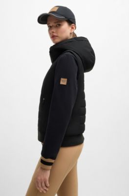 Equestrian puffer gilet with logo embroidery, Black