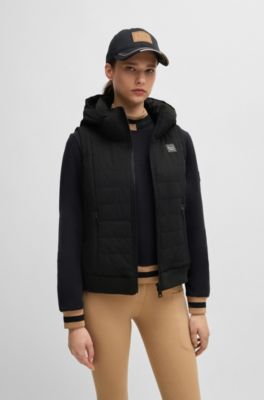 Equestrian puffer gilet with logo embroidery, Black